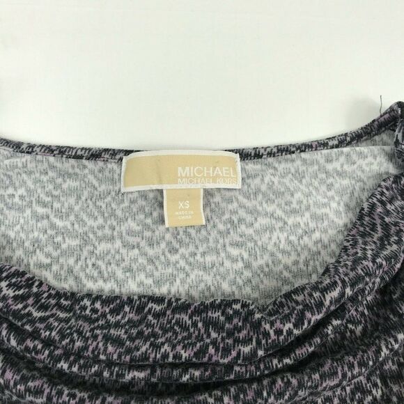 Michael Kors Womens Top Cap Short Sleeve Tank Stretch Cowl Neck Print Shirt XS - Picture 5 of 12